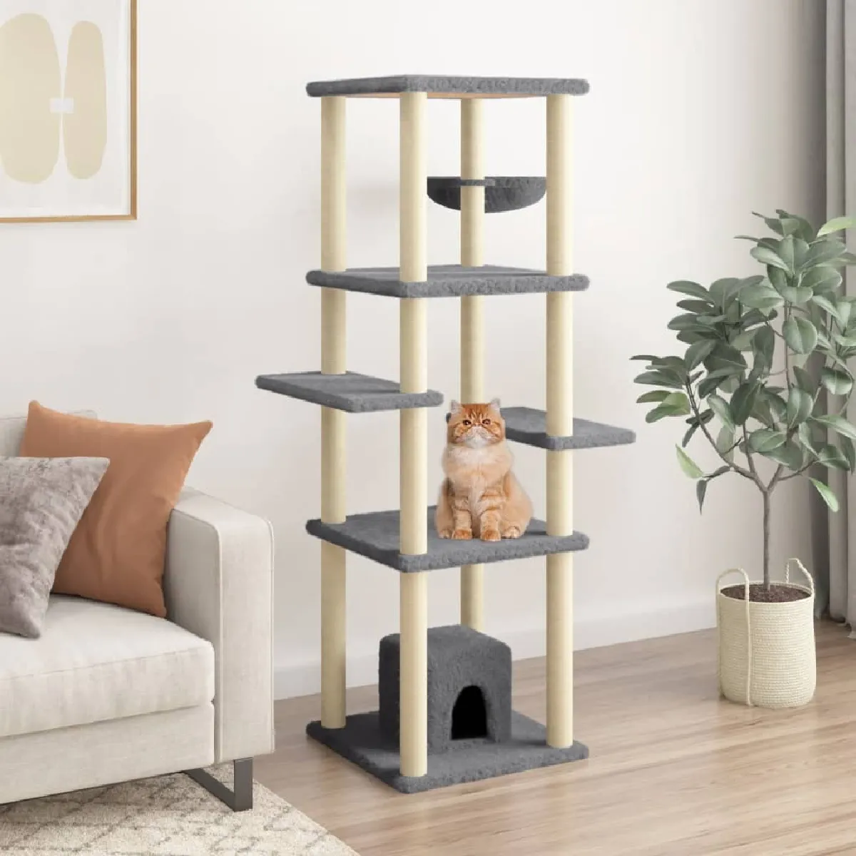 vidaXL Arbre à chat avec griffoirs en sisal 154 cm - vue 2