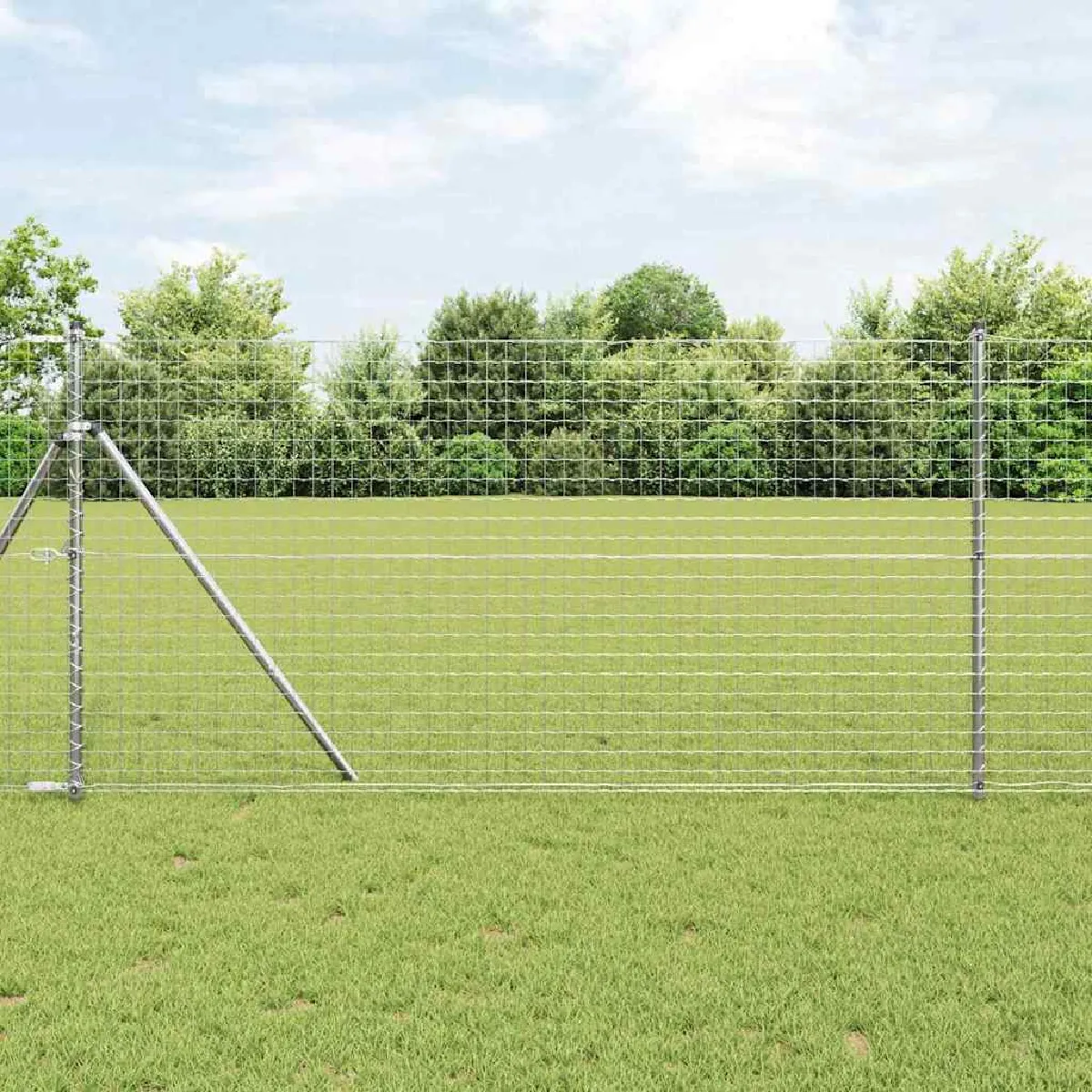 vidaXL Poteaux de clôture avec plaques de base 13 pcs Ø32mm 70cm en acier galvanisé