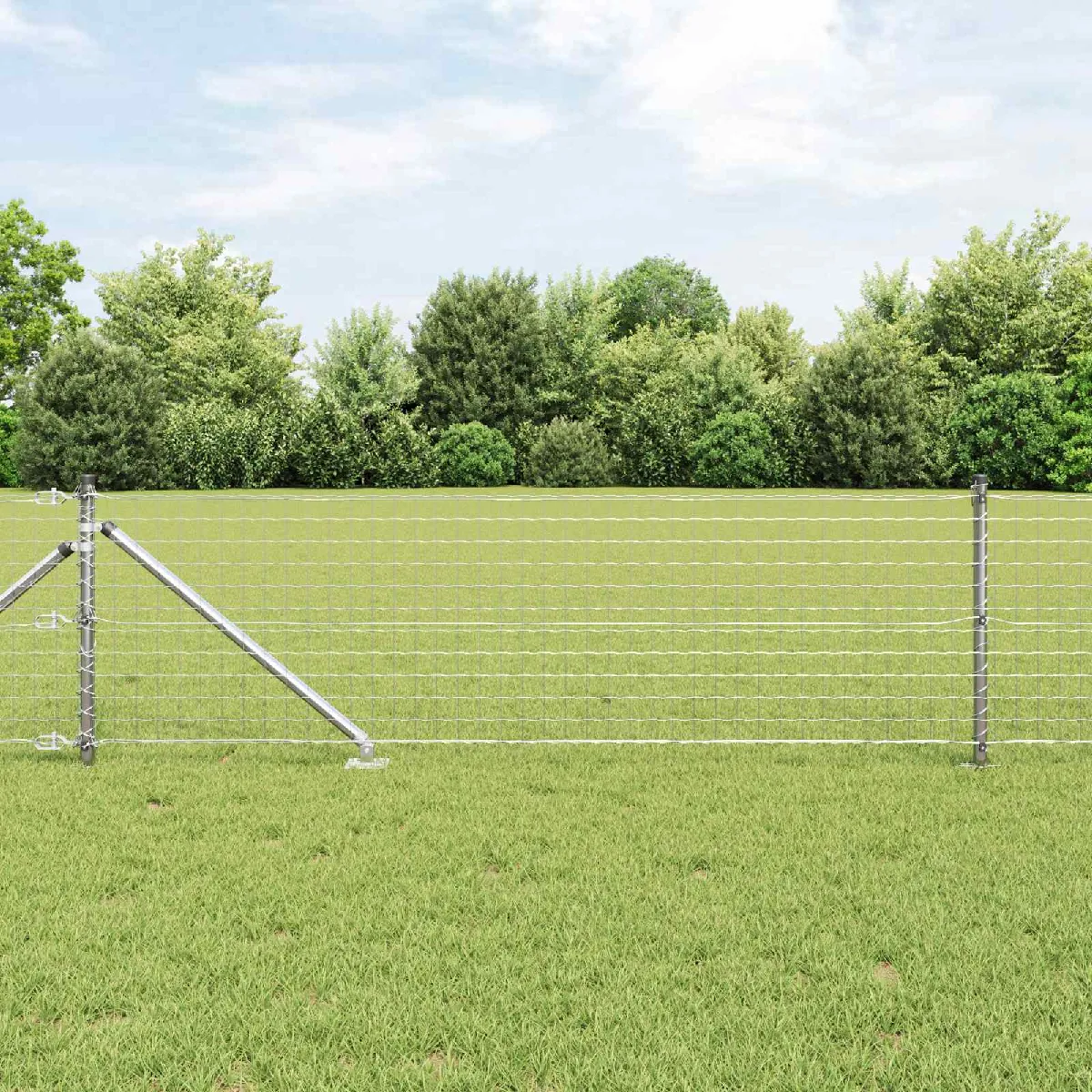 vidaXL Poteaux de clôture avec spike 52 pcs Ø32 mm 80 cm Acier galvanisé - vue 3