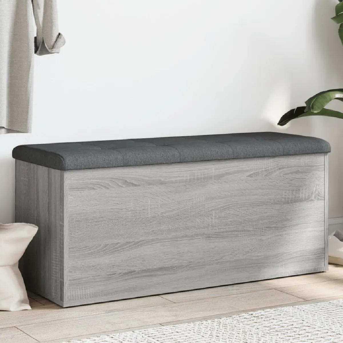 VIDAXL - Banc de rangement - Bois d'ingénierie - Gris - 102x42x45 cm - Image 2