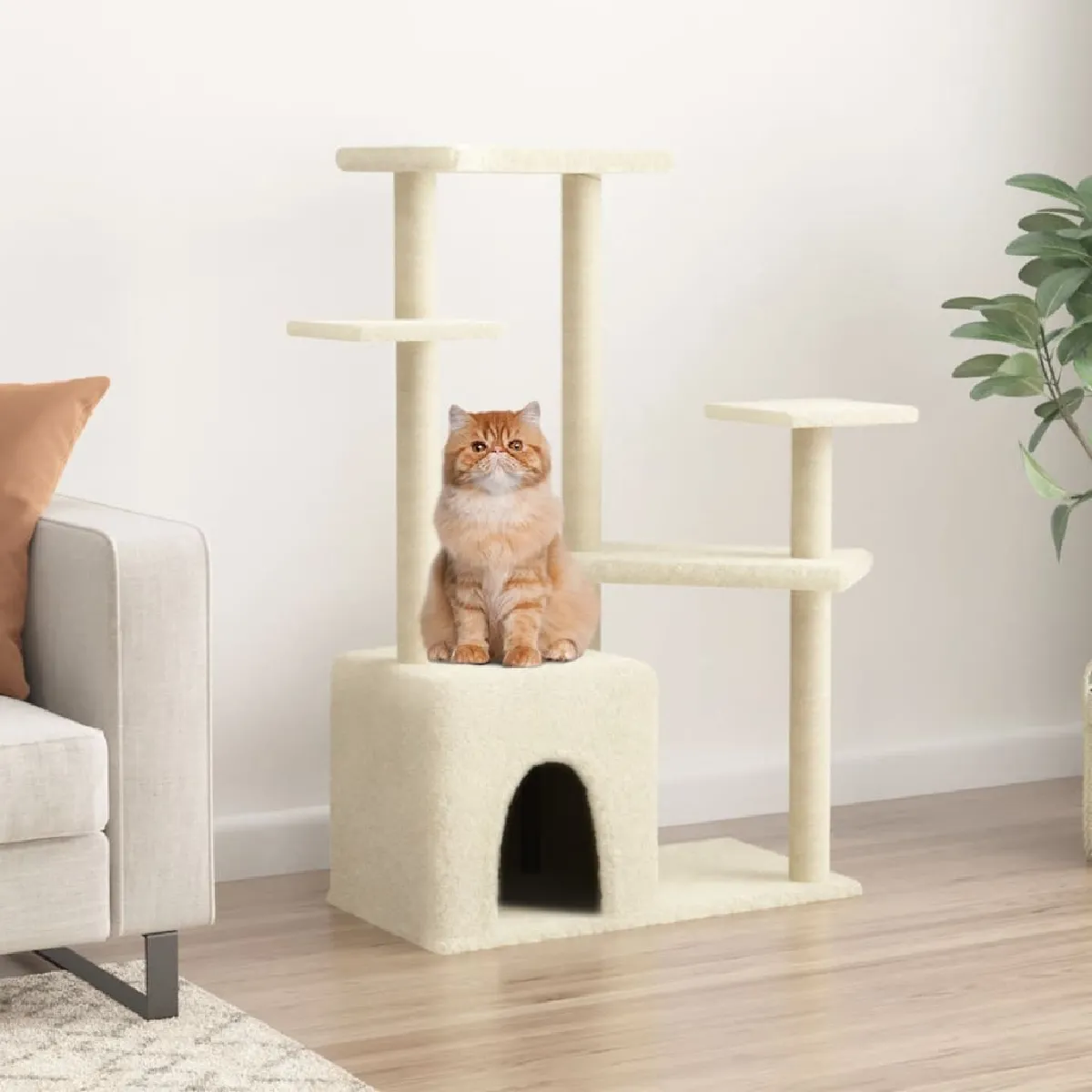 Vidaxl Arbre à chat avec griffoirs en sisal crème 107,5 cm