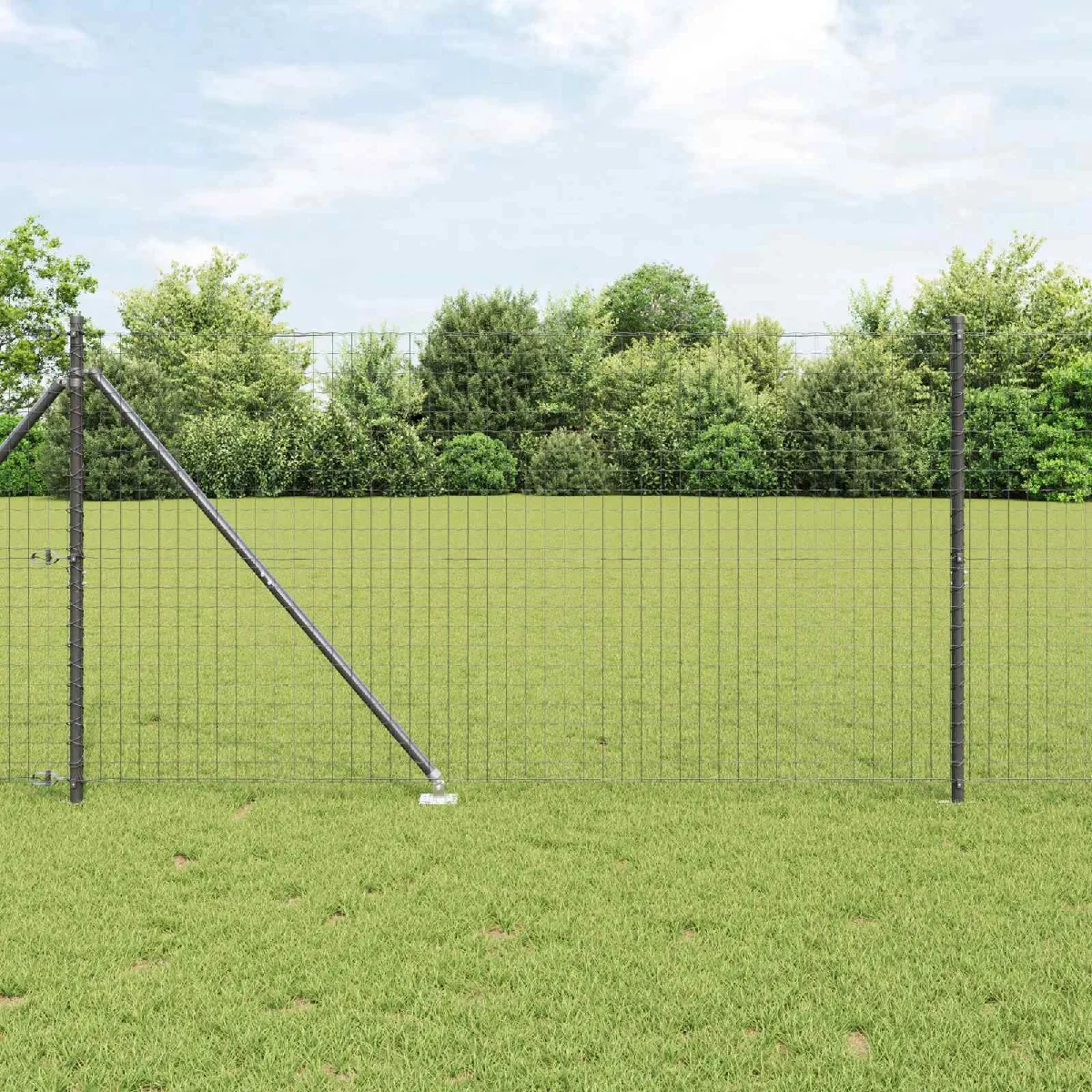 vidaXL Piquet de clôture à enfoncer au sol 52 pc Gris