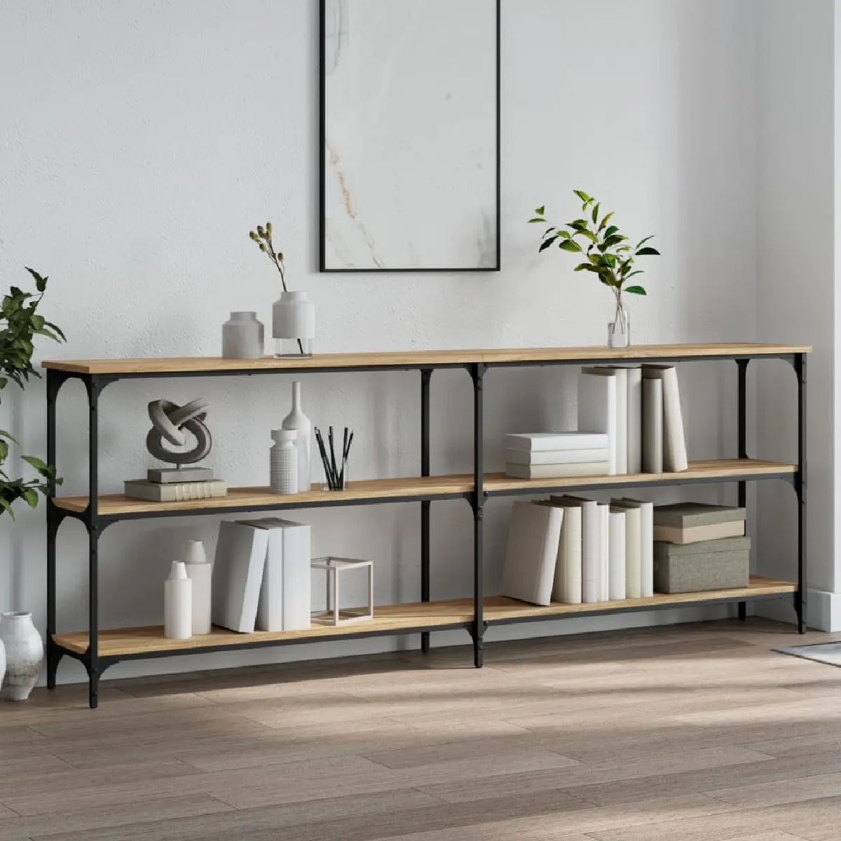 vidaXL - Table console - Style Industriel - Chêne Sonoma - 200x29x75 cm - Image 2