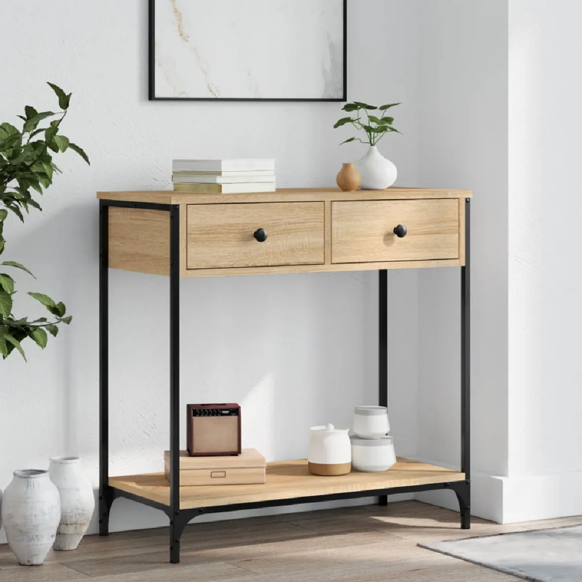 Non Communiqué Marron Table Console Chêne Sonoma 75X34,5X75 Cm Bois D Ingénierie - Image 3