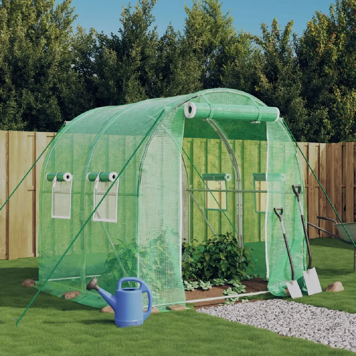 vidaXL Serre avec cadre en acier 4 m² 2x2x2 polytunnel serre à cadre froid serre pour tomate serre de jardin 364075 - vue 3