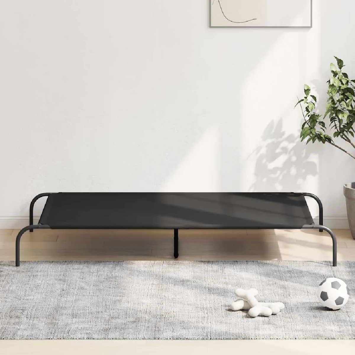 vidaXL Lit surélevé pour chien noir 150x90x20 cm tissu oxford et acier