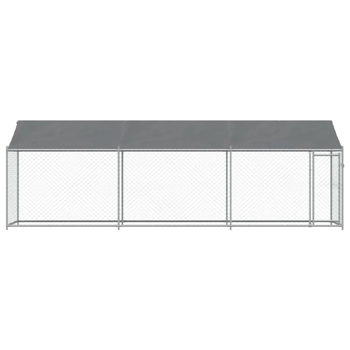 Meilleurs prix pour Cage pour chien avec toit et porte 6 x 2 x 2 m acier galvanisé gris 02_0041632