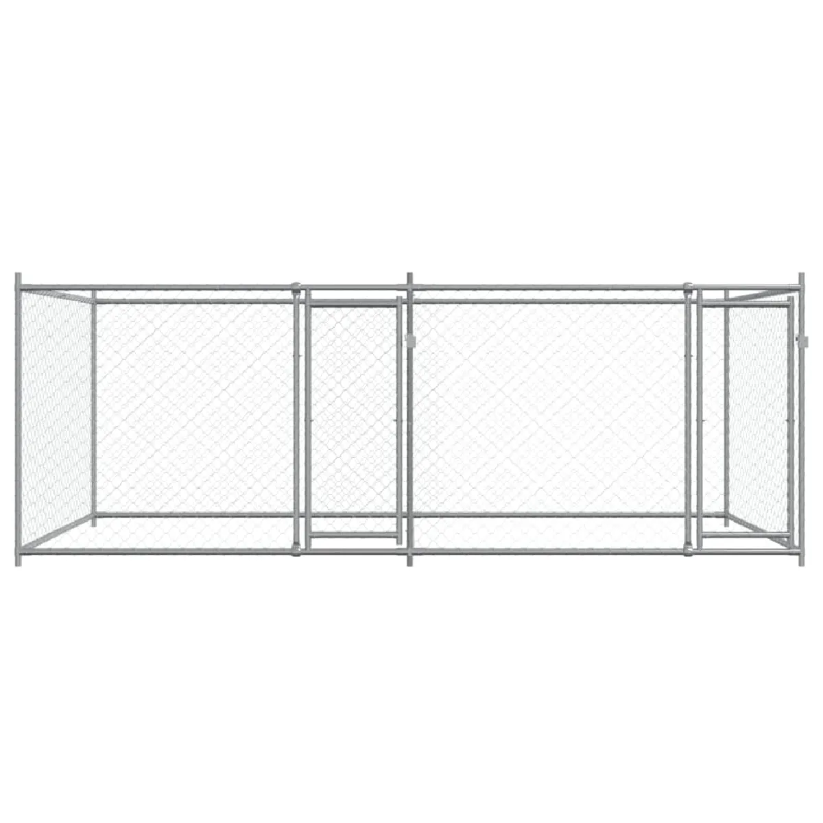 Comparer les prix de Cage pour chien avec portes 4 x 2 x 1,5 m acier galvanisé gris 02_0041624