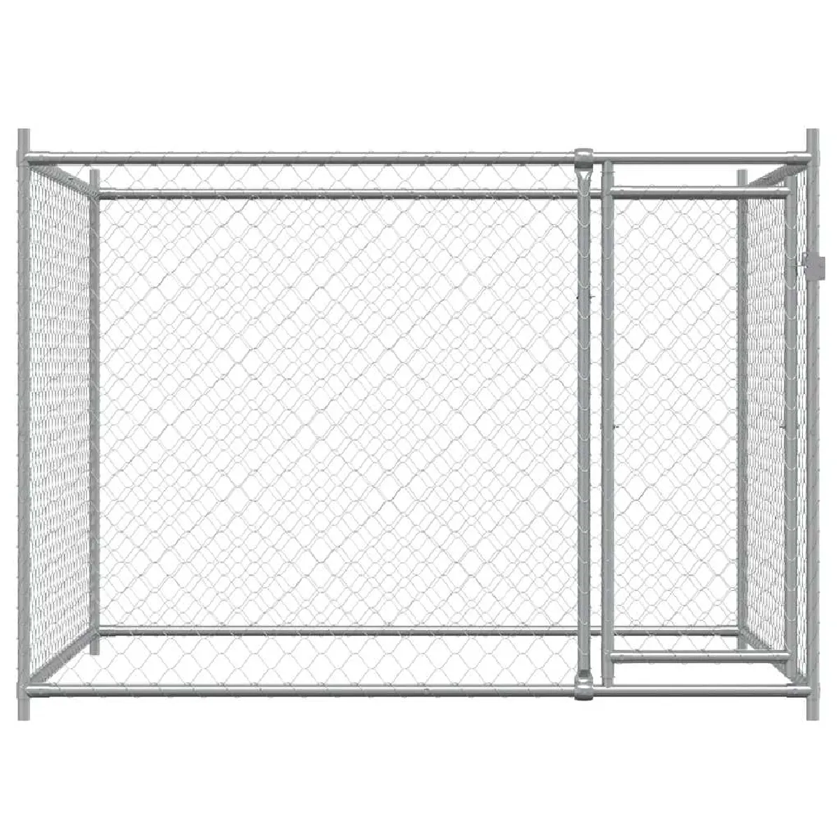 Comparer les prix de Cage pour chien avec porte 2 x 2 x 1,5 m acier galvanisé gris 02_0041618
