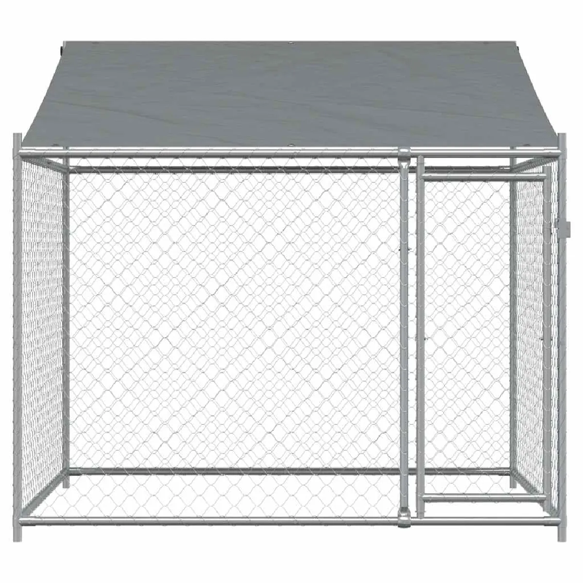 Meilleurs prix pour Cage pour chien avec toit et porte 2 x 2 x 2 m acier galvanisé gris 02_0041630