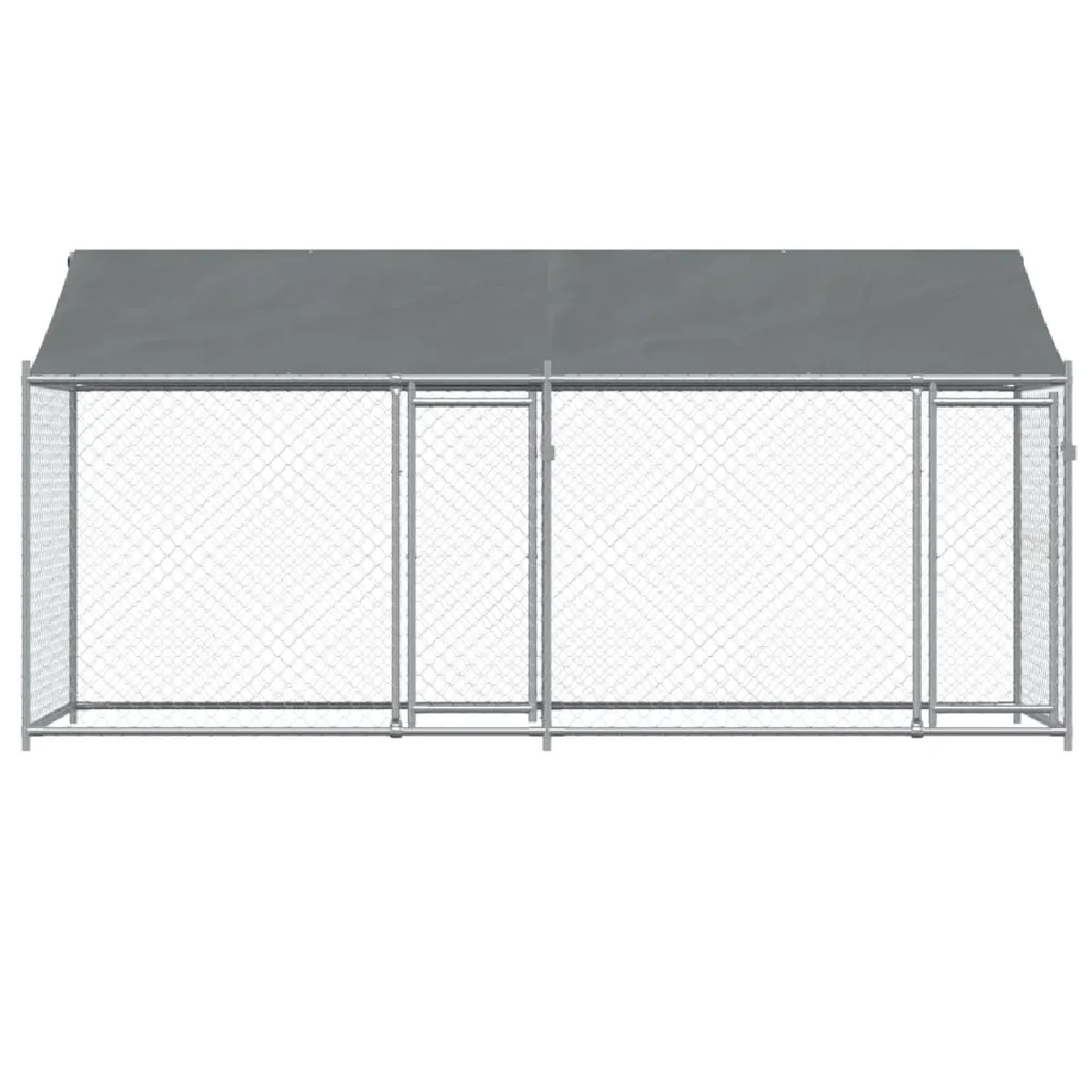 Comparer les prix de Cage pour chien avec toit et portes 4 x 2 x 2m acier galvanisé gris 02_0041634