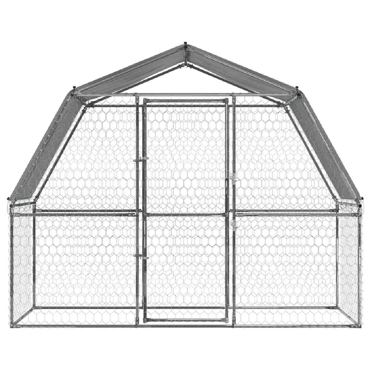 Meilleurs prix pour Cage pour chiens avec toit et porte argenté acier galvanisé Argent 02_0041639
