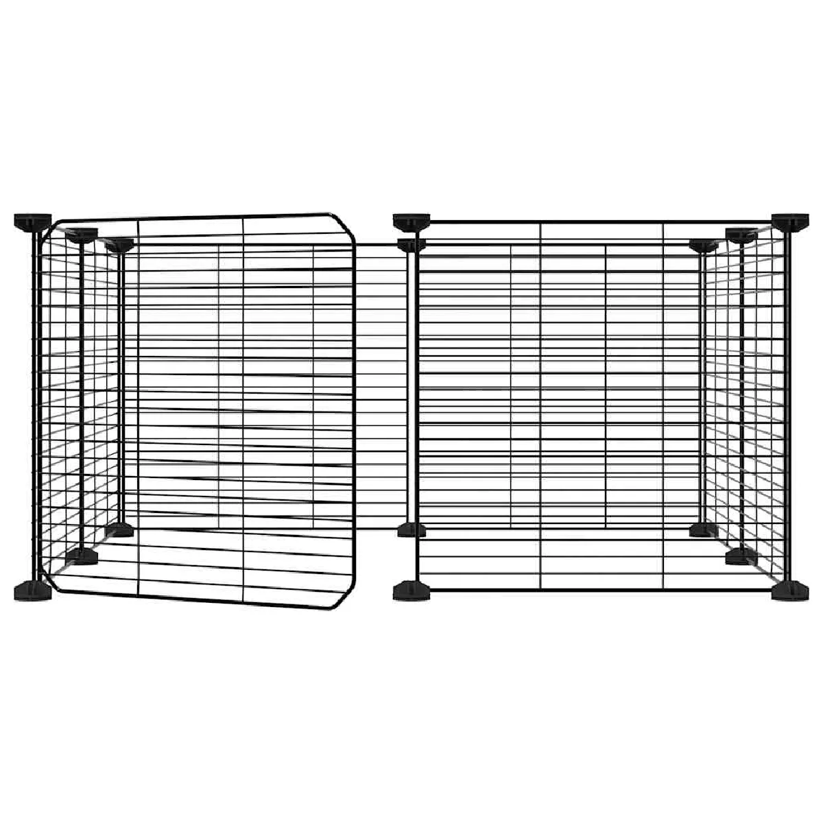 Comparer les prix de Cage animaux de compagnie à 8 panneaux et porte 35 x 35 cm noir 02_0041605