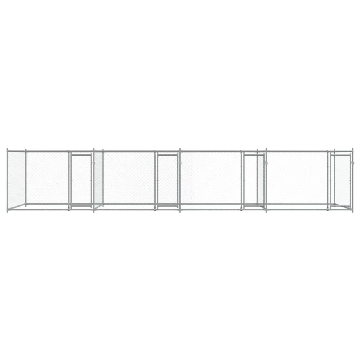 Comparer les prix de Cage pour chien avec portes 8 x 2 x 1,5 m acier galvanisé gris 02_0041626