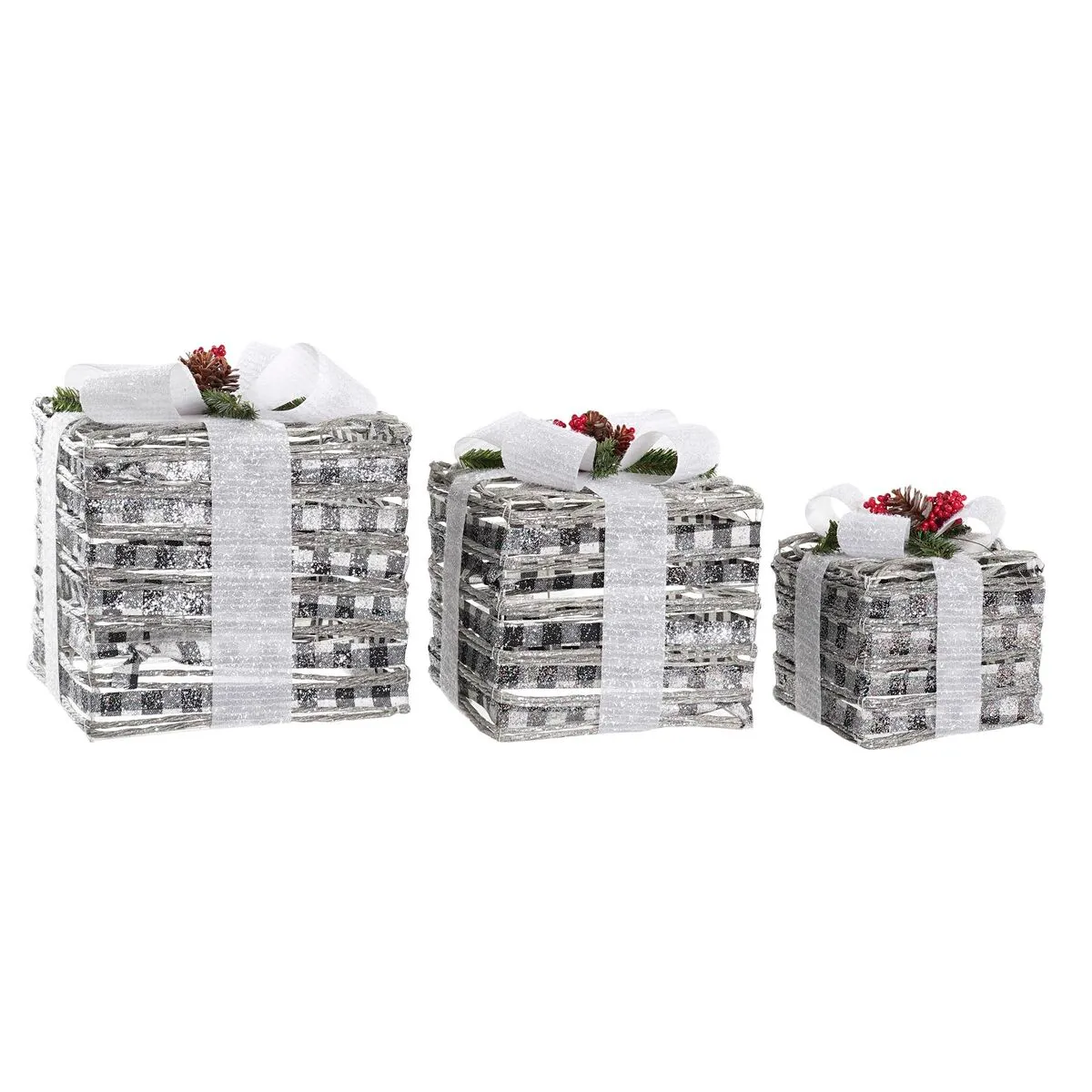 DKD Home Decor Set Boîtes LED Enneigé
