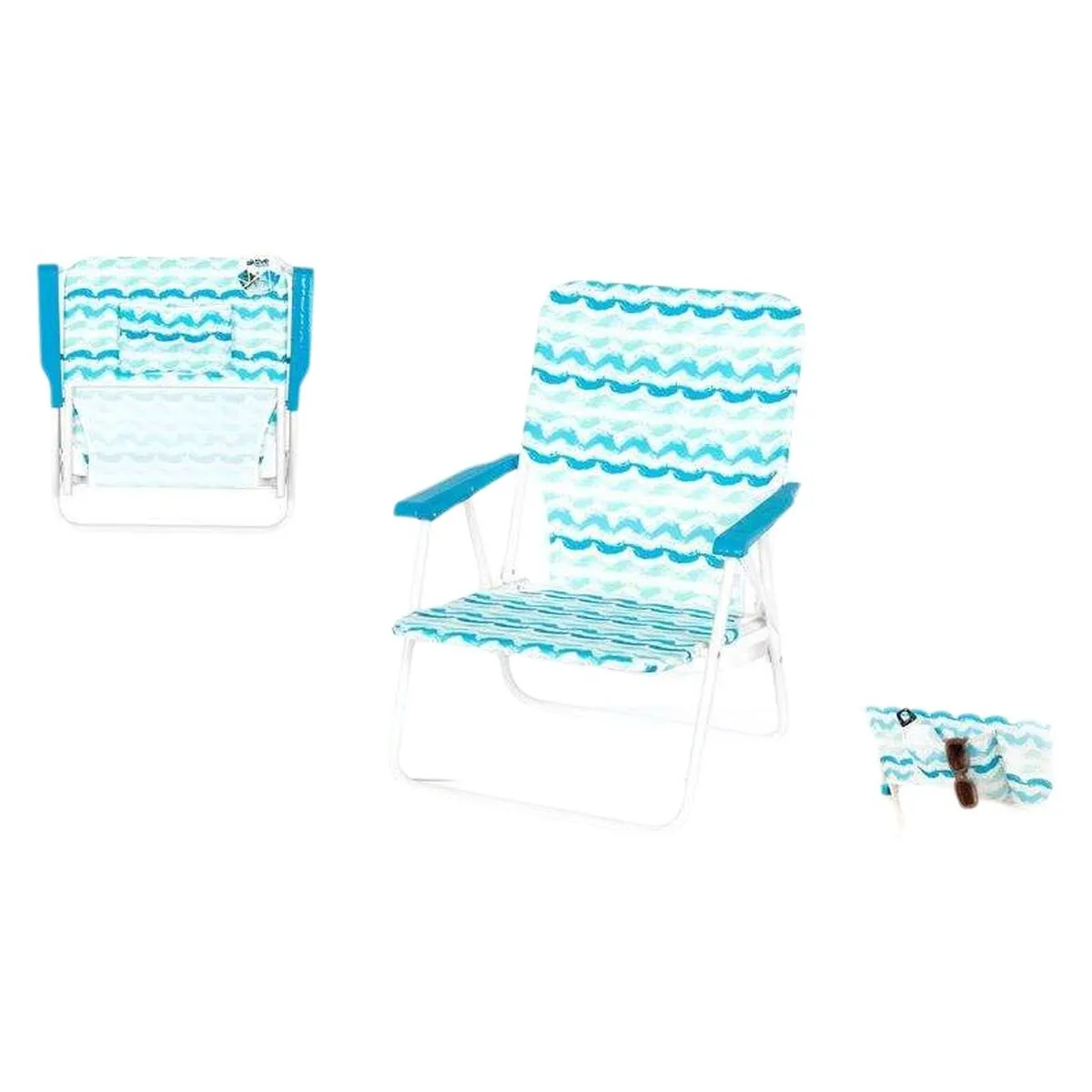 Aktive Chaise de jardin pliante - Bleu et blanc Aktive Chaise de jardin pliante - Bleu et blanc