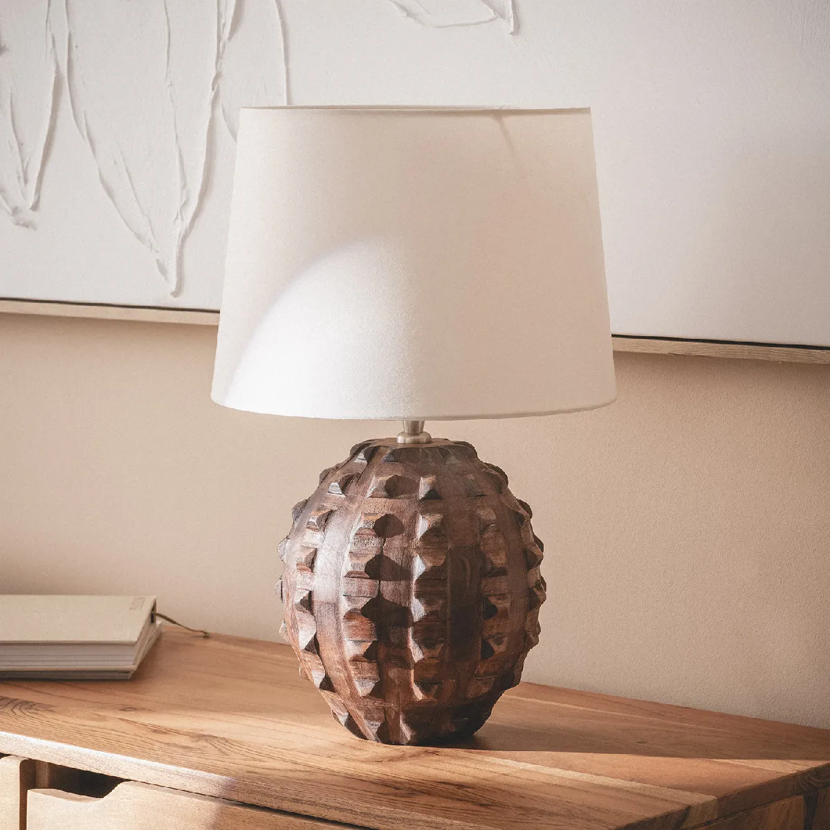 Iluzzia Lampe à poser bois Samesh II - Blanc Iluzzia Lampe à poser bois Samesh II - Blanc