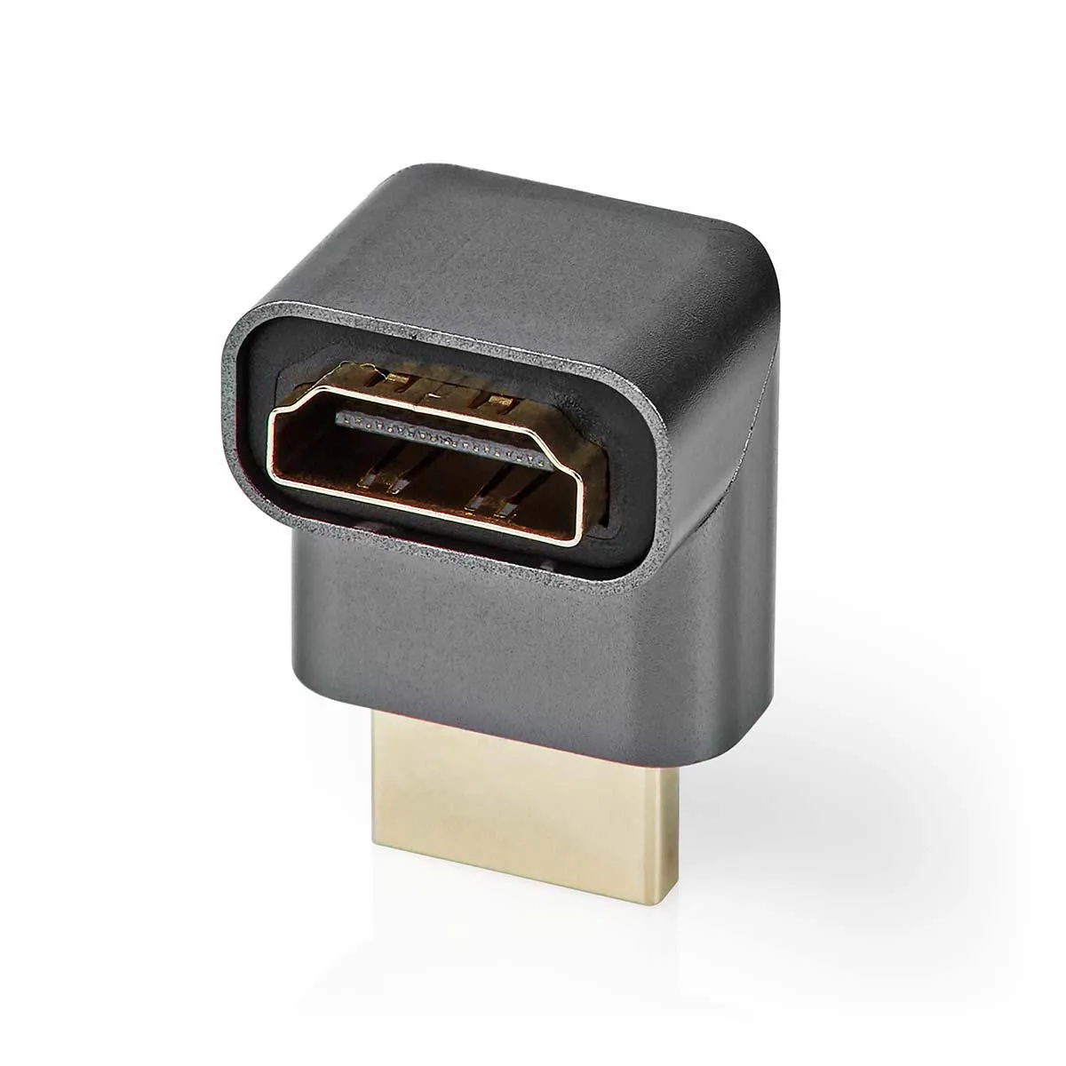 Nedis Gris Adaptateur Hdmi Connecteur Vers Hdmi Femelle Coudé À 270° En Aluminium