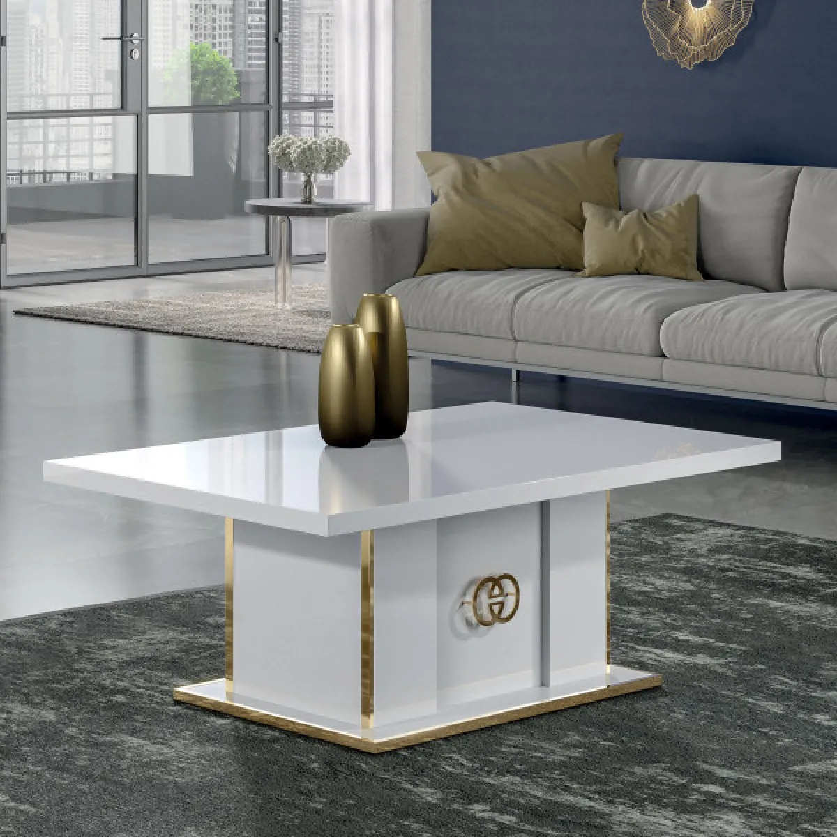 Meilleurs prix pour Table Basse Dansmamaison GOVE - Blanc et Or