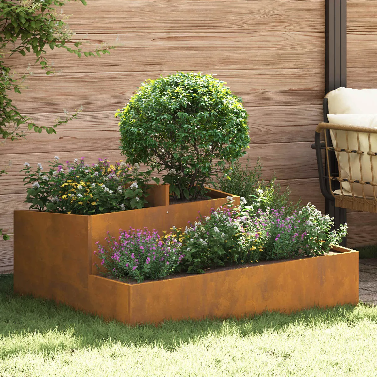 vidaXL Pots & Jardinières Métal 100 cm de long Jardinières - vue 4