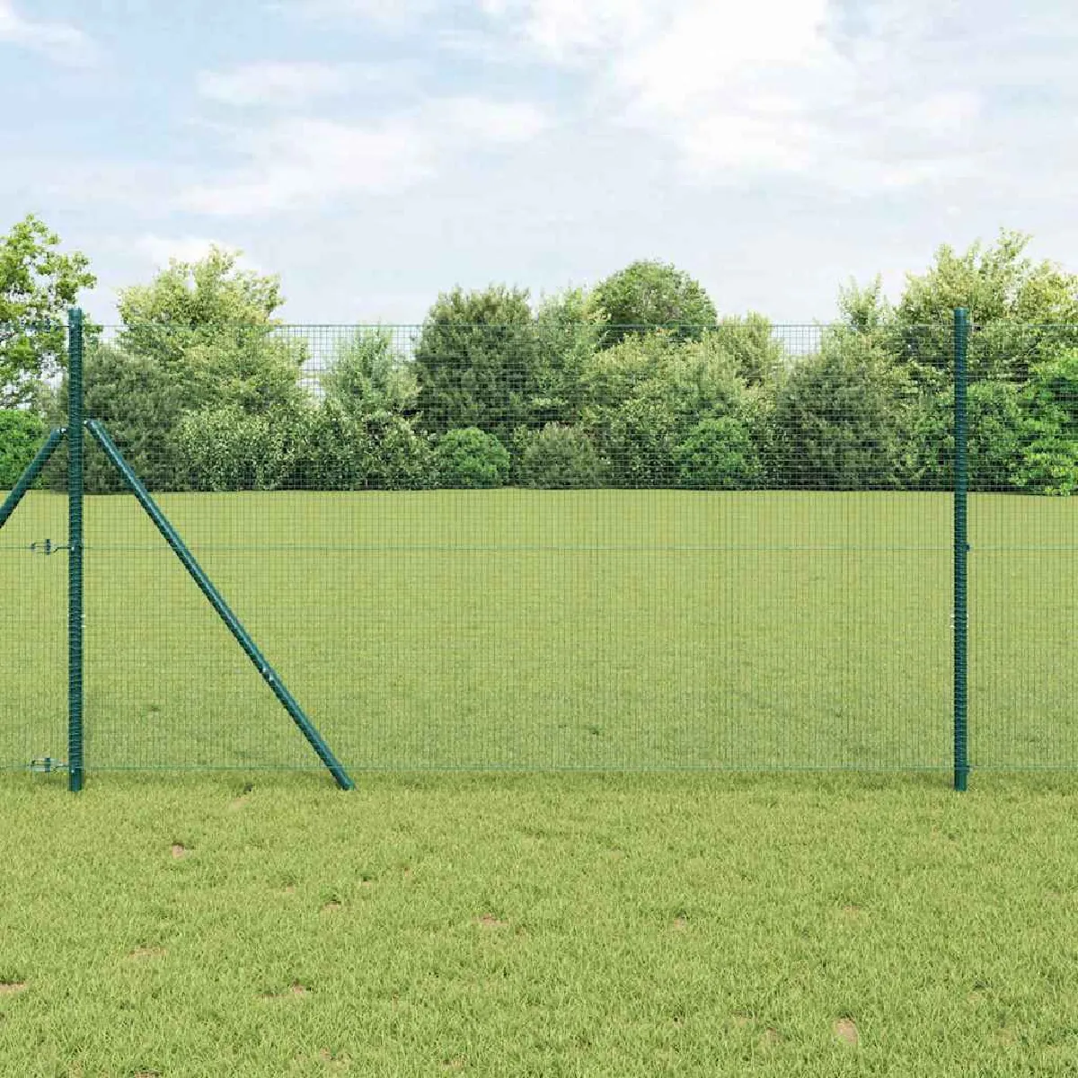 vidaXL Clôture Hexagonale 1.2x100 Acier Poteaux de Clôture 13 pcs Verts Ø32 mm 170 cm Acier Galvanisé