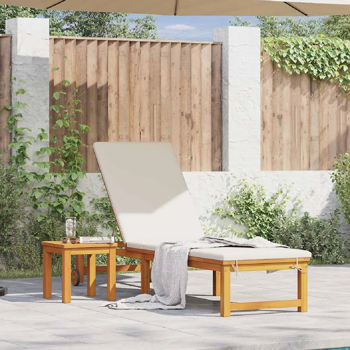 vidaXL Chaise longue en bois d'acacia massif