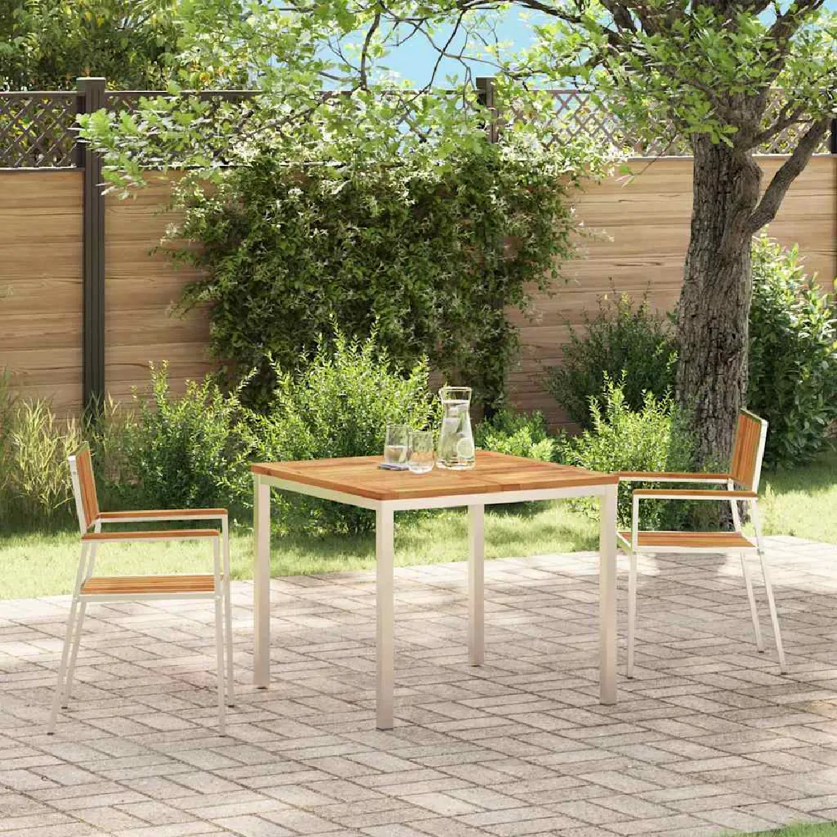 vidaXL Chaises de jardin empilables 2 pcs en bois d'acacia solide et acier