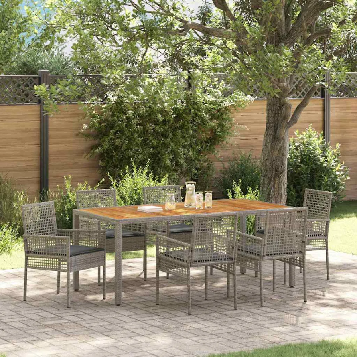 vidaXL Ensemble de salle à manger pour jardin 7 pcs Rattan Polt - vue 6