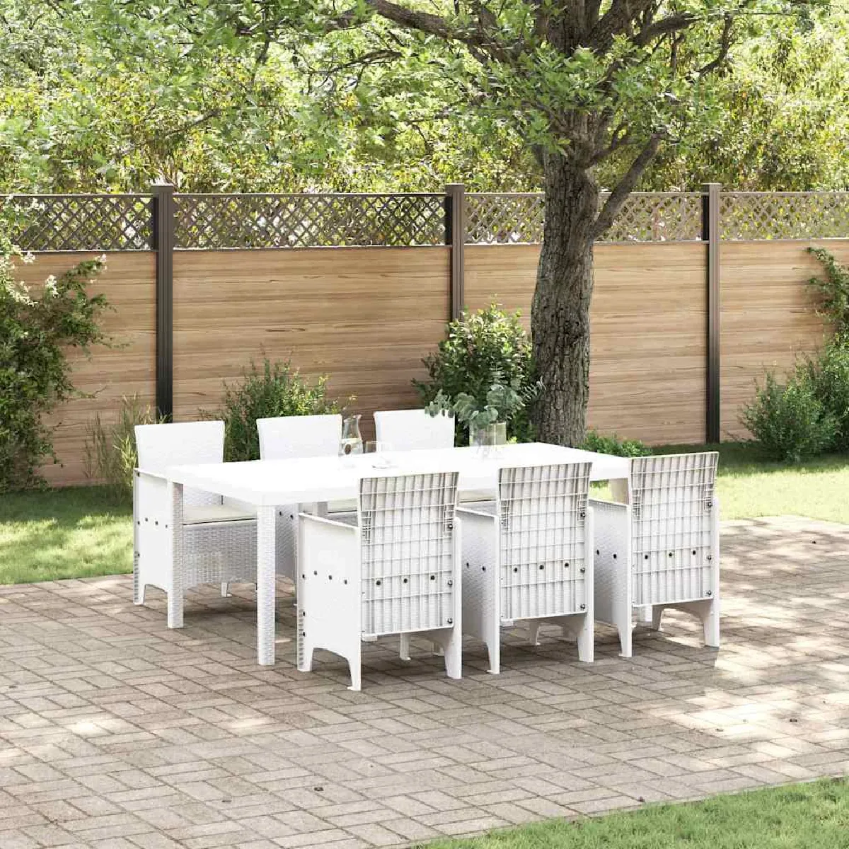vidaXL Ensemble de salle à manger pour jardin 7 pcs Blanc