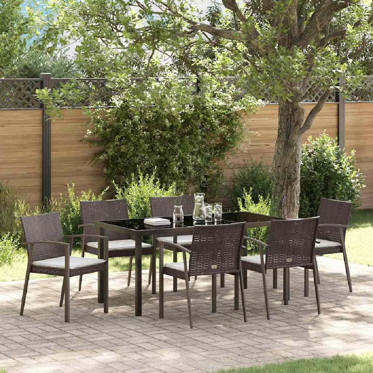 vidaXL Ensemble de salle à manger pour jardin 7 pcs et - vue 8