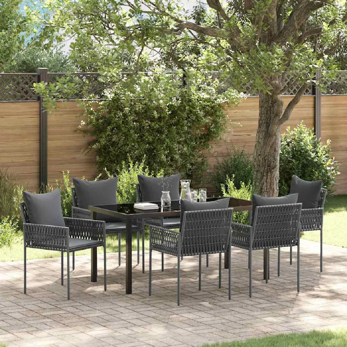vidaXL Ensemble de salle à manger pour jardin 7 pcs et