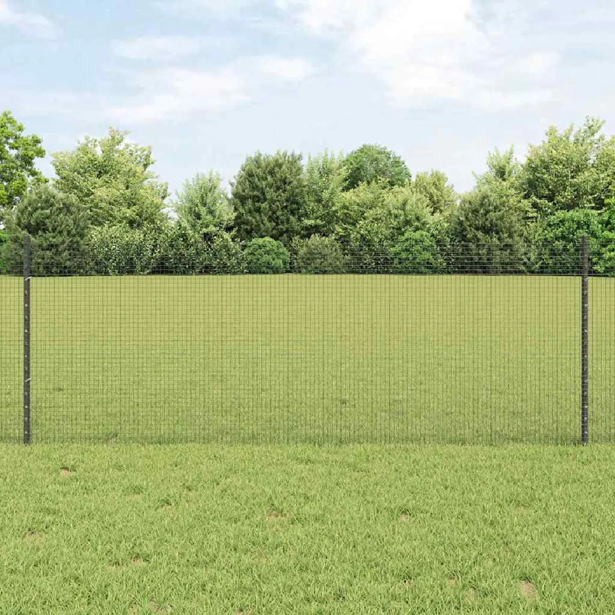 vidaXL Clôture en fil soudé avec poteau 100 x 0,8 m Gris Maille