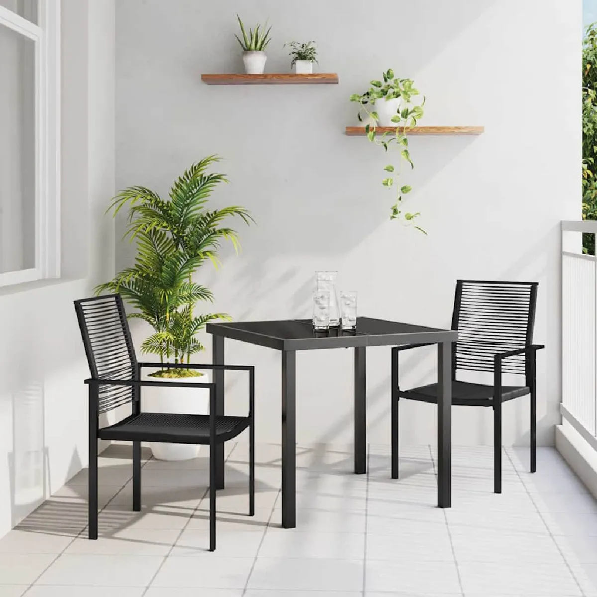 vidaXL Ensemble de salle à manger pour jardin 3 pcs Noir