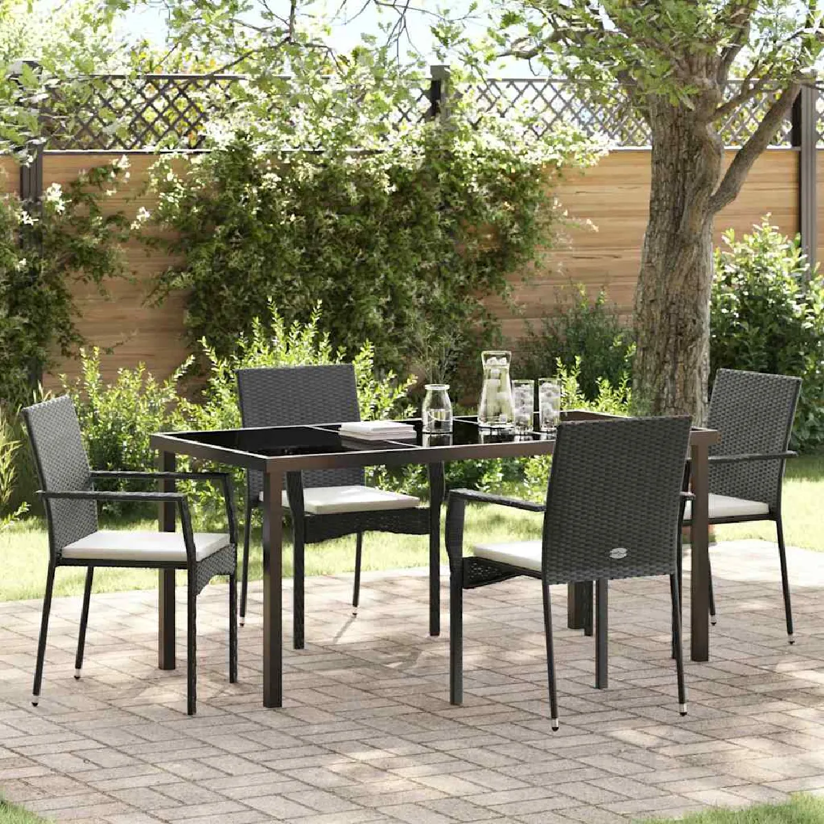 vidaXL Ensemble de salle à manger pour jardin 5 pcs polyrotin - vue 3