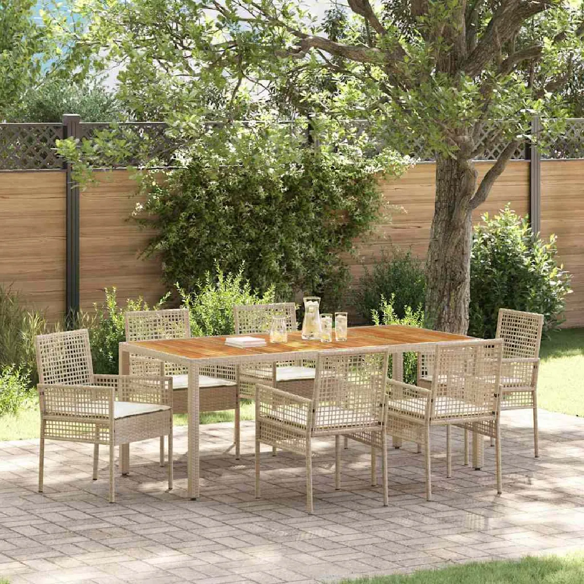 vidaXL Ensemble de salle à manger pour jardin 7 pcs Rattan Polt - vue 4