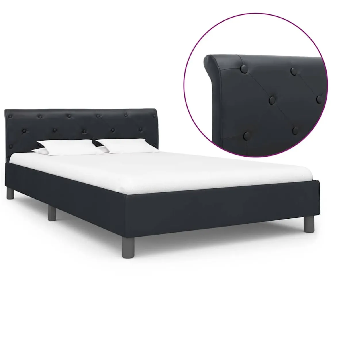 Vidaxl Noir Cadre De Lit Sans Matelas Similicuir 120X200 Cm