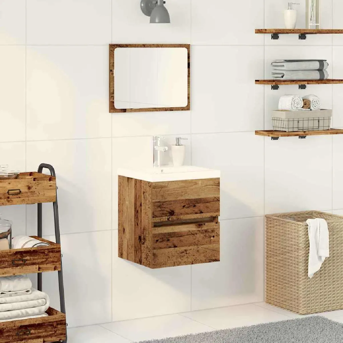 vidaXL Cabinet de lavabo Chêne 41 x 39 x 62 cm Bois d'ingénierie - vue 2