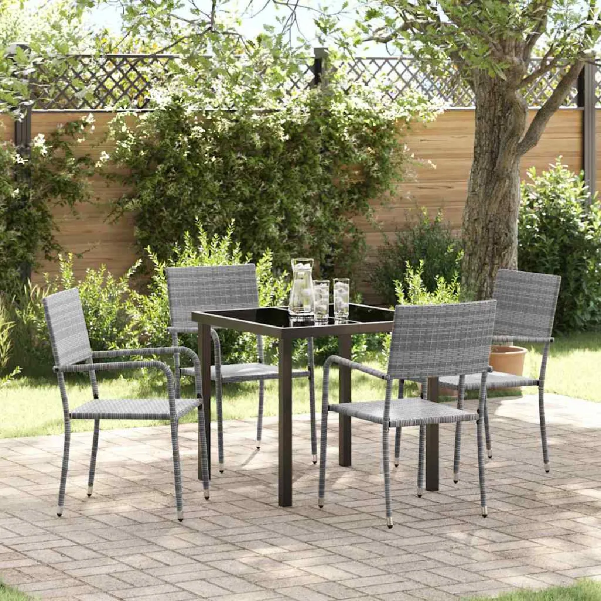 vidaXL Ensemble de salle à manger pour jardin 5 pcs Gris polyrotin
