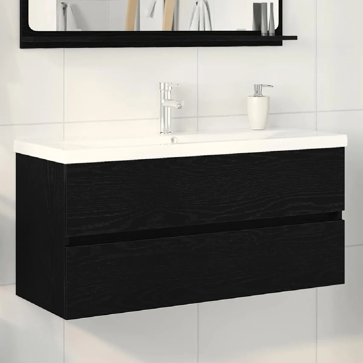 vidaXL Cabinet sous lavabo avec lavabo intégré en bois d'ingénierie chêne