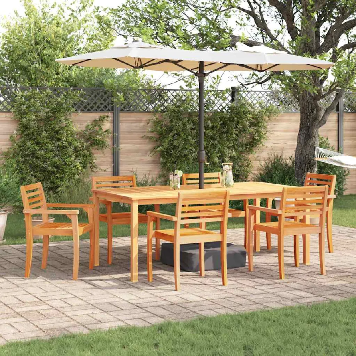Vidaxl Marron Ensemble De Salle À Manger Pour Jardin 9 Pcs
