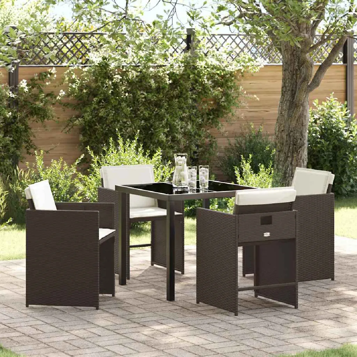 vidaXL Ensemble de salle à manger pour jardin 5 pcs Marron polyrotin
