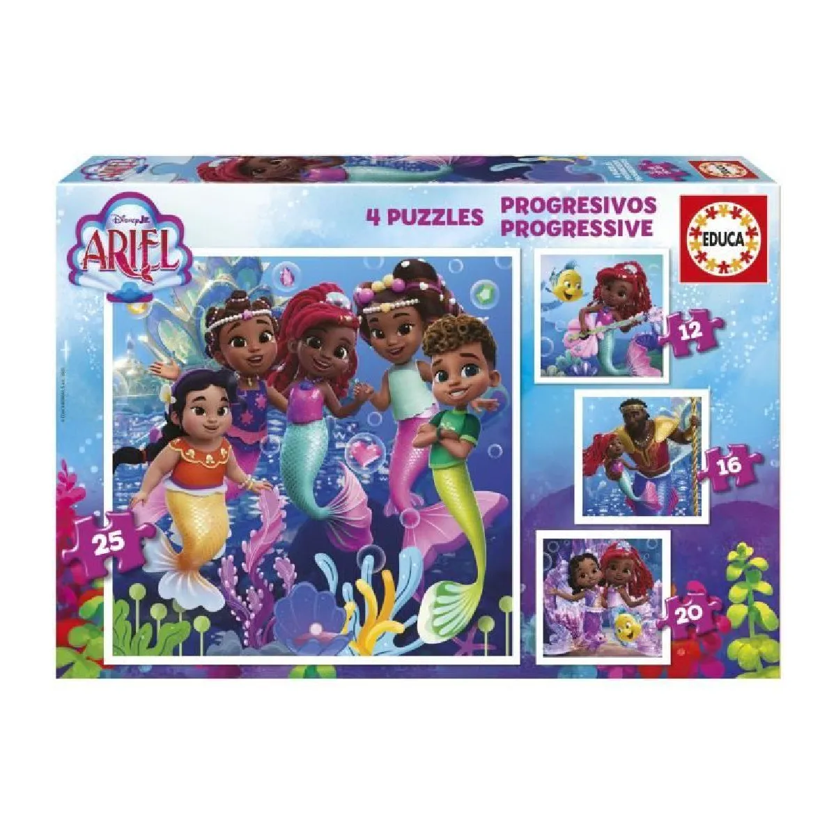 Educa borras Coffret puzzles progressifs Ariel - 4 puzzles