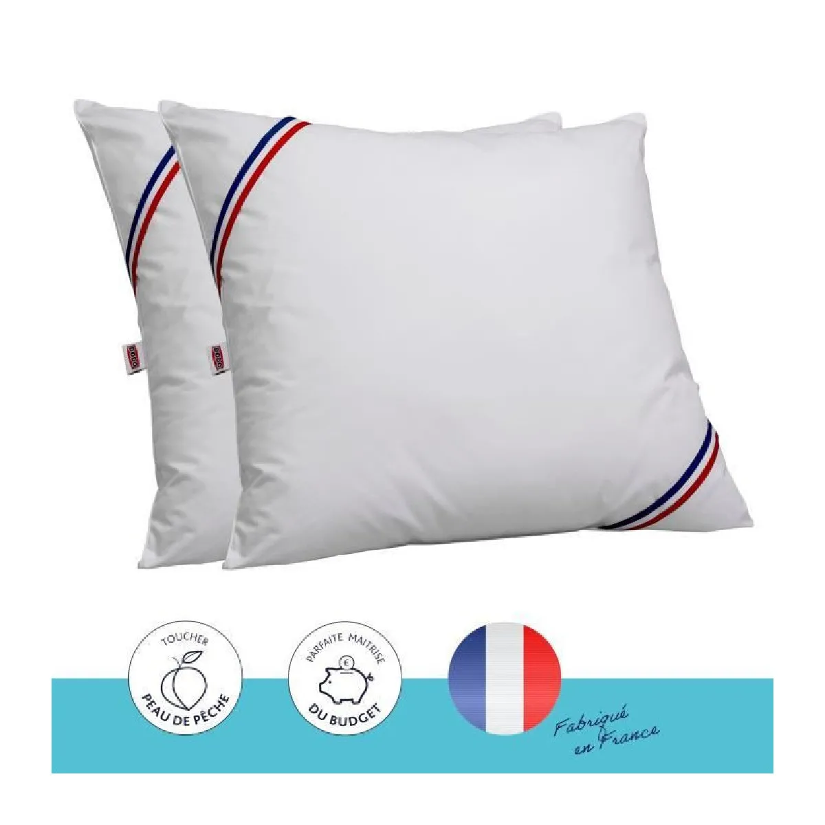 DODO  Lot de 2 oreillers Tendance - 60 x 60 cm - Garnissage 100% Polyester...