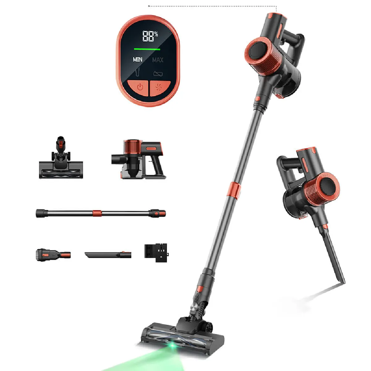 Aspirateur sans fil jigoo c200, aspirateur sans fil 23000 pa, autonomie de 40 minutes 