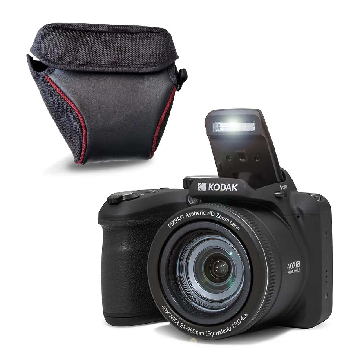 KODAK Pixpro Astro Zoom AZ405 + Housse de Protection Appareil Photo Numérique Bridge Zoom X40 Grand Angle de 24 mm 20 Mégapixels LCD 3 Vidéo Full HD OIS Pile AA