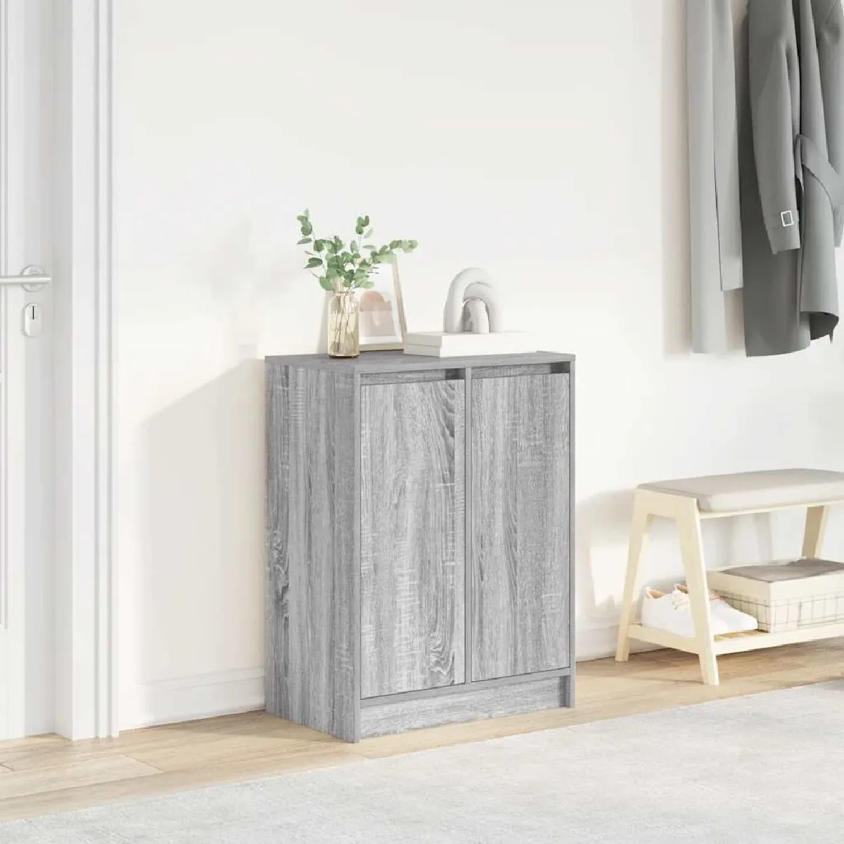 vidaXL Armoire à chaussures sonoma gris 57x34x76 cm bois d'ingénierie