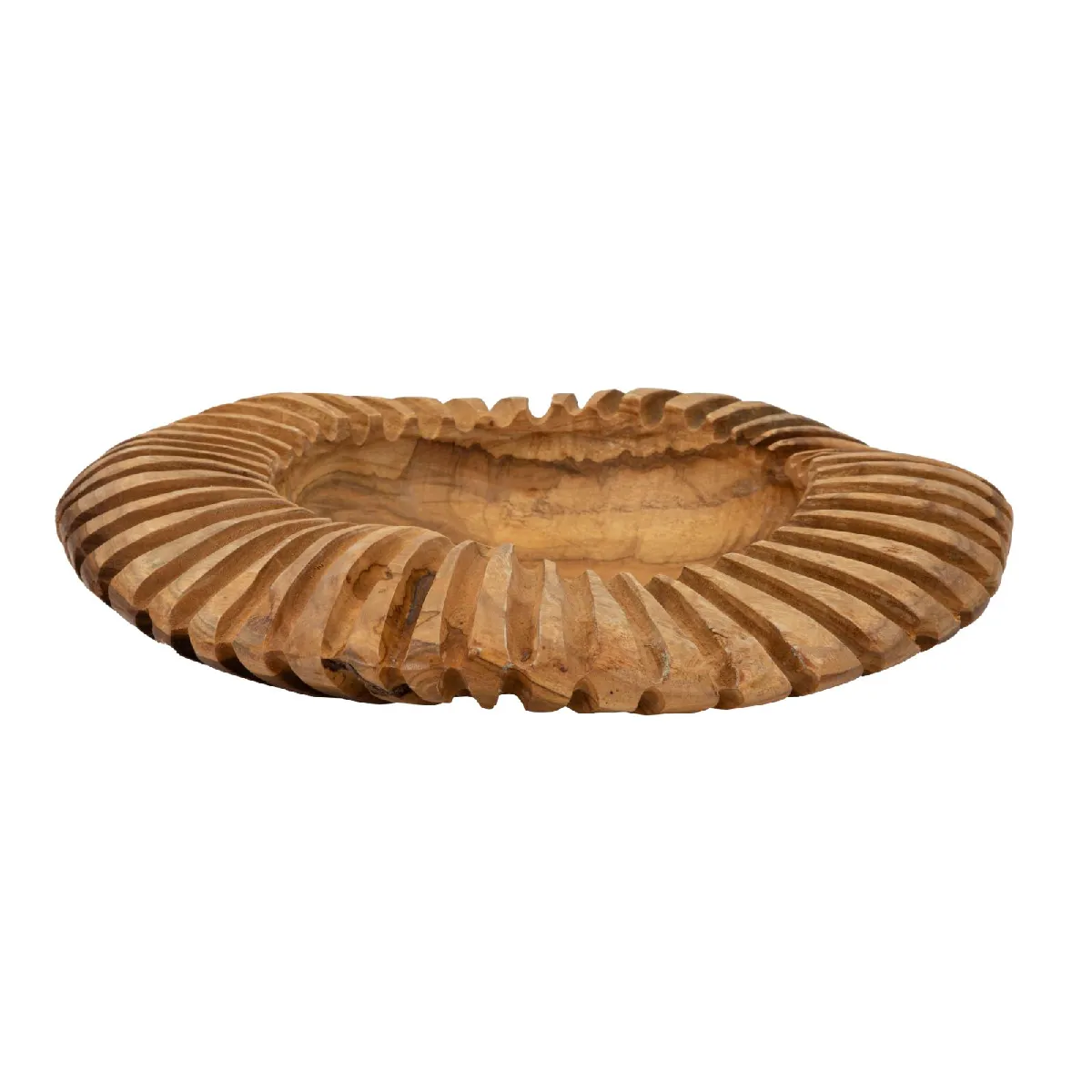 Non Communiqué Marron Coupe Ronde En Teck Geris 35 X 7 Cm - Image 4
