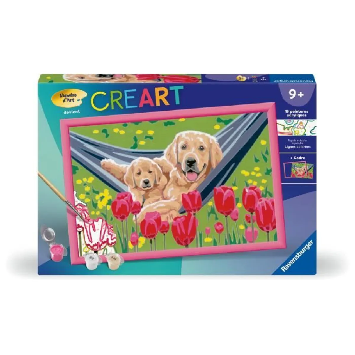 CreArt Kids 31x21cm Labrador et tulipes Kit de peinture par numéros Numéro d'Art Dès 25852 Ravensburger