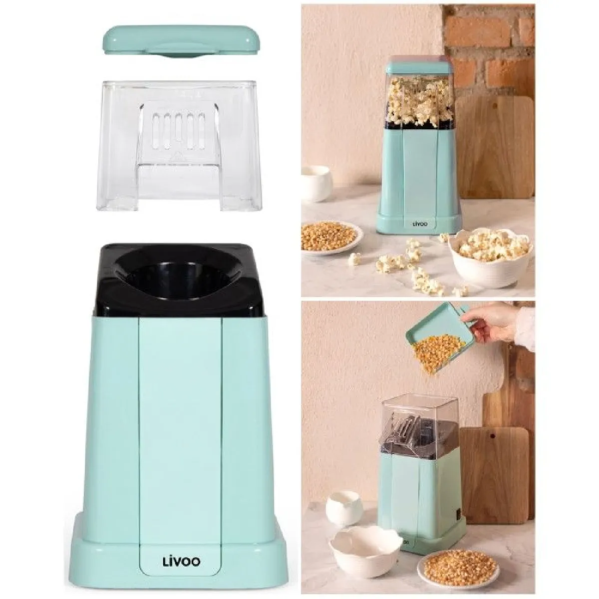 Machine &agrave; Pop-Corn - &Eacute;lectrique - 1200W - Capacit&eacute; 100g - Arr&ecirc;t Automatique - Bleu