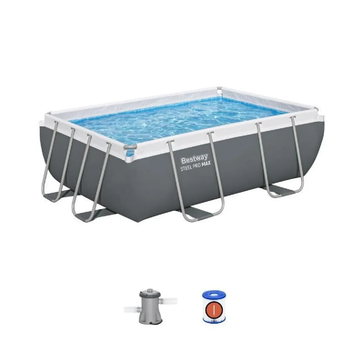 Kit Piscine hors sol tubulaire BESTWAY Steel Pro MAX™ 282 x 196 x 84 cm Rectangulaire Filtre a cartouche 1 cartouche